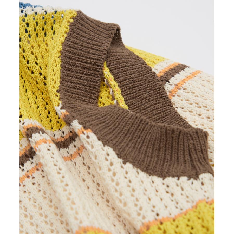 ベスト メンズ サマーニット コットンニット ランダムボーダー マルチボーダー チョッキ 大きめ アメカジ カジュアル スケーター ストリート 古着MIX 韓国 | improves | 12