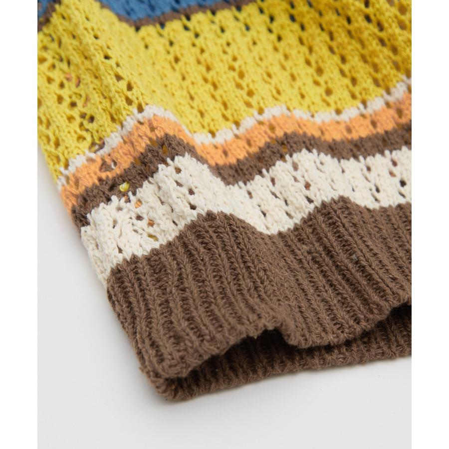 ベスト メンズ サマーニット コットンニット ランダムボーダー マルチボーダー チョッキ 大きめ アメカジ カジュアル スケーター ストリート 古着MIX 韓国 | improves | 13