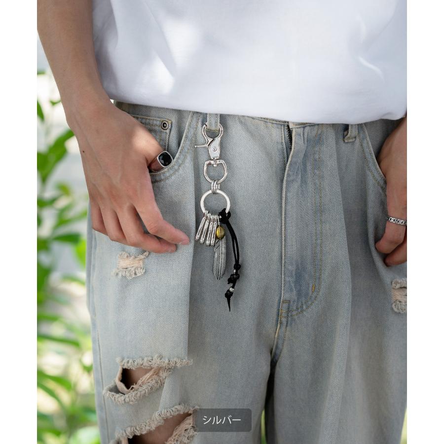 キーホルダー メンズ カラビナ フェザーモチーフ キーケース キーリング セレクト アウトドア アメカジ カジュアル 古着MIX スケーター ストリート 韓国 | improves | 05