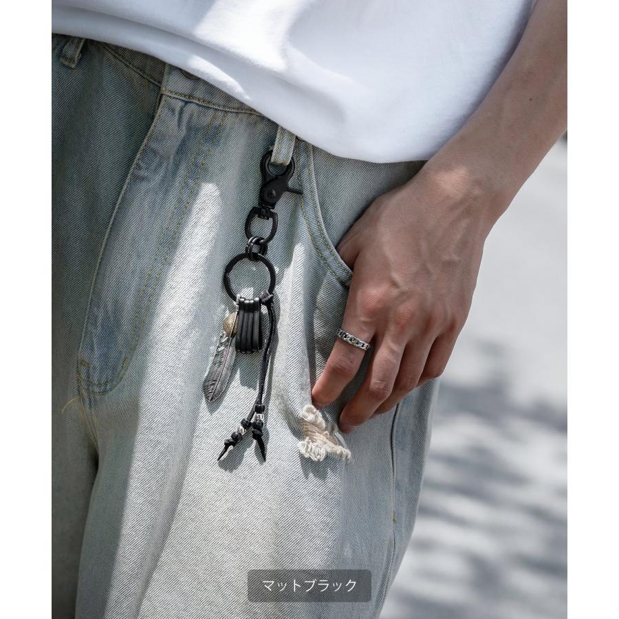 キーホルダー メンズ カラビナ フェザーモチーフ キーケース キーリング セレクト アウトドア アメカジ カジュアル 古着MIX スケーター ストリート 韓国 | improves | 06