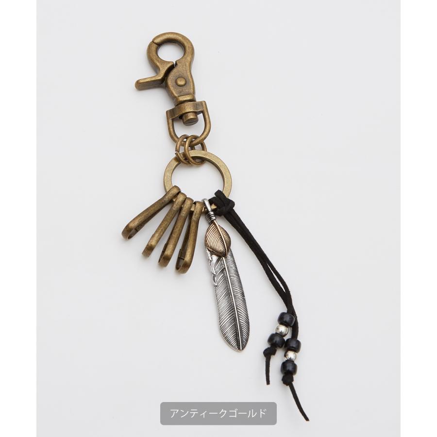 キーホルダー メンズ カラビナ フェザーモチーフ キーケース キーリング セレクト アウトドア アメカジ カジュアル 古着MIX スケーター ストリート 韓国 | improves | 12