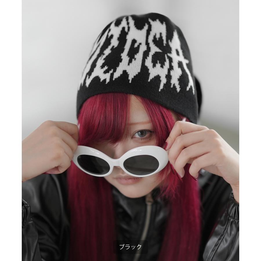 ニット帽 メンズ ロゴデザイン ニットキャップ ビーニー ストリート スケーター 古着MIX 韓国ファッション ブラック | improves | 13