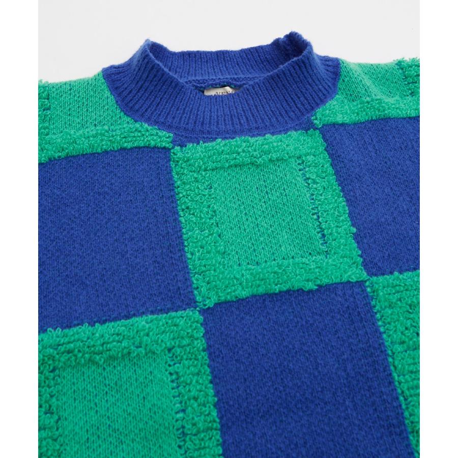 ニットセーター メンズ チェック 市松模様 クルーネック ニット ストリート カジュアル アメカジ 古着MIX 韓国ファッション ホワイト ブラック | improves | 17