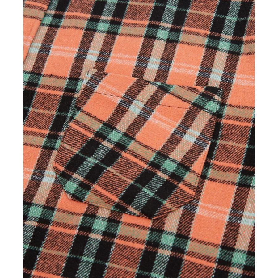 シャツジャケット メンズ チェック 長袖シャツ ストリート カジュアル アメカジ 古着MIX 韓国ファッション オレンジ グリーン | improves | 13