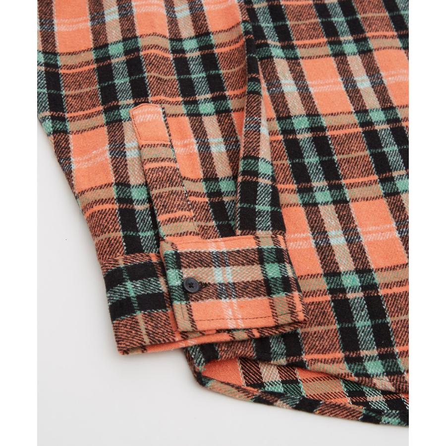シャツジャケット メンズ チェック 長袖シャツ ストリート カジュアル アメカジ 古着MIX 韓国ファッション オレンジ グリーン | improves | 14