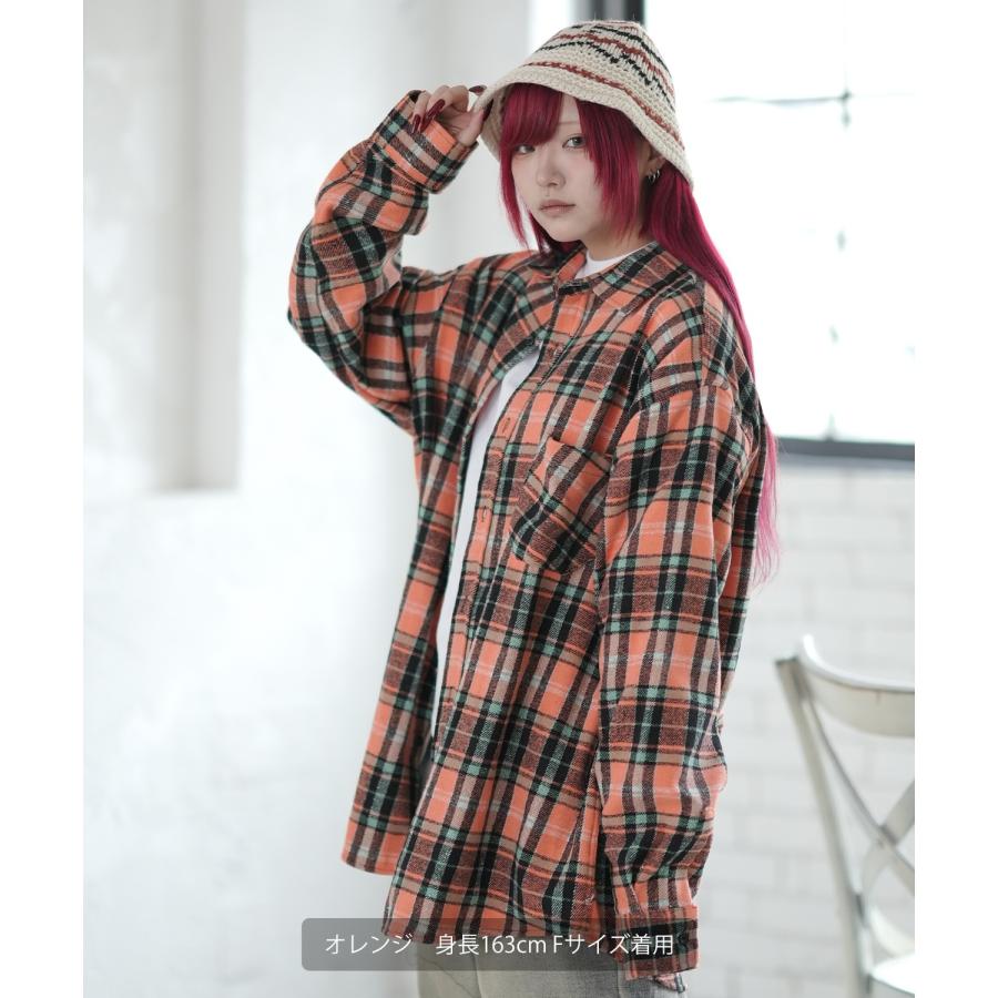 シャツジャケット メンズ チェック 長袖シャツ ストリート カジュアル アメカジ 古着MIX 韓国ファッション オレンジ グリーン | improves | 08