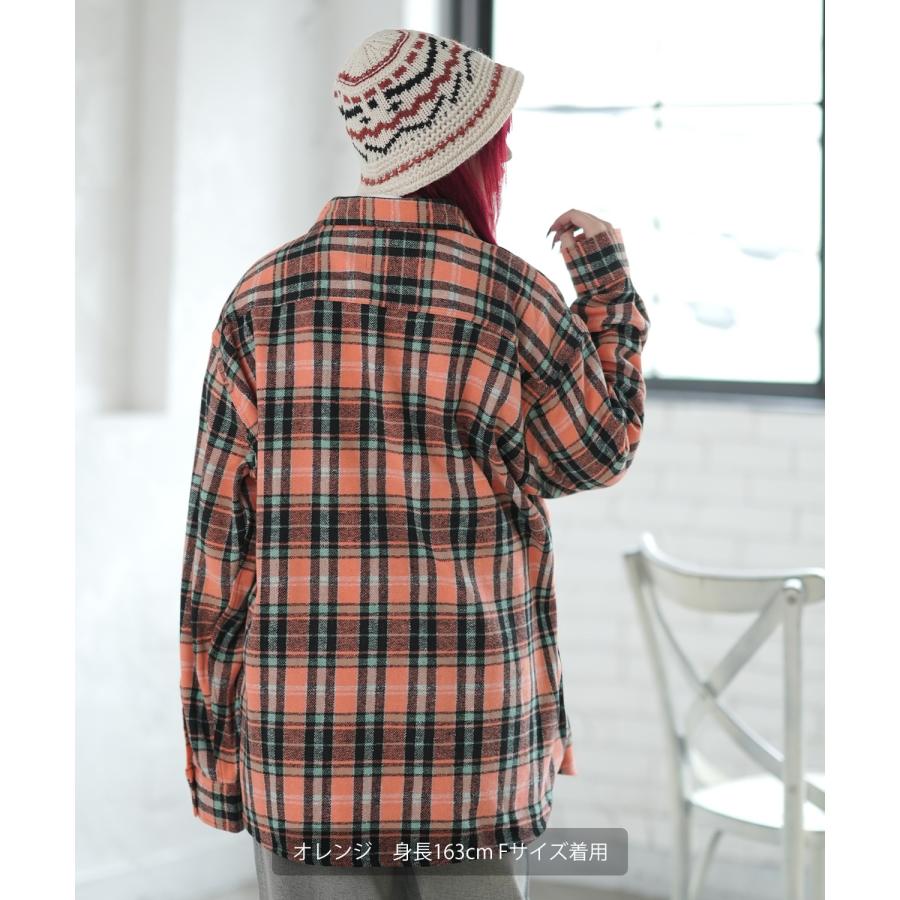 シャツジャケット メンズ チェック 長袖シャツ ストリート カジュアル アメカジ 古着MIX 韓国ファッション オレンジ グリーン | improves | 09