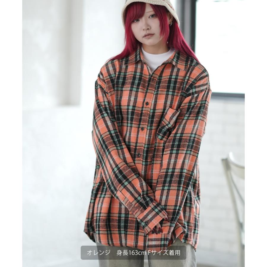 シャツジャケット メンズ チェック 長袖シャツ ストリート カジュアル アメカジ 古着MIX 韓国ファッション オレンジ グリーン | improves | 10