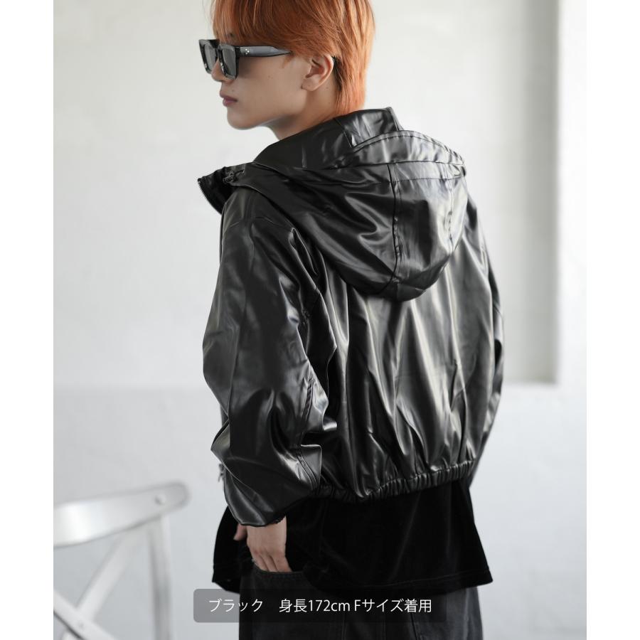 ブルゾン メンズ ジップパーカー ショート丈 ジャンパー アウター サイバー ストリート アメカジ 古着MIX 韓国ファッション シルバー ブラック | improves | 18
