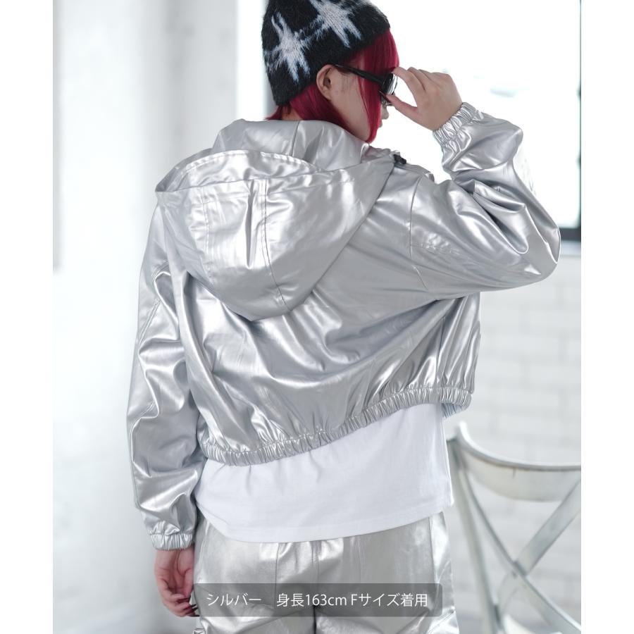 ブルゾン メンズ ジップパーカー ショート丈 ジャンパー アウター サイバー ストリート アメカジ 古着MIX 韓国ファッション シルバー ブラック | improves | 04