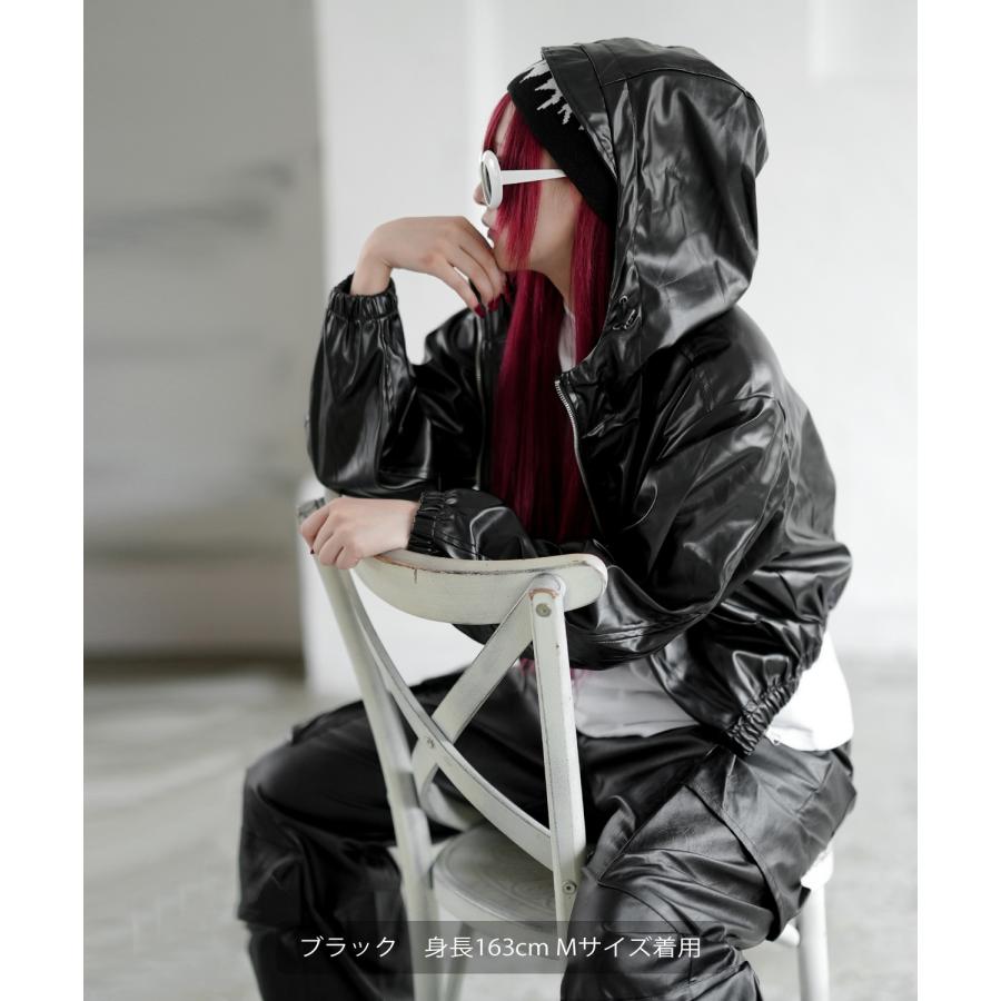 カーゴパンツ メンズ シンセティックレザー PUレザー 合成皮革 防風防寒 ワイドパンツ ストリート アメカジ 古着MIX 韓国 | improves | 13