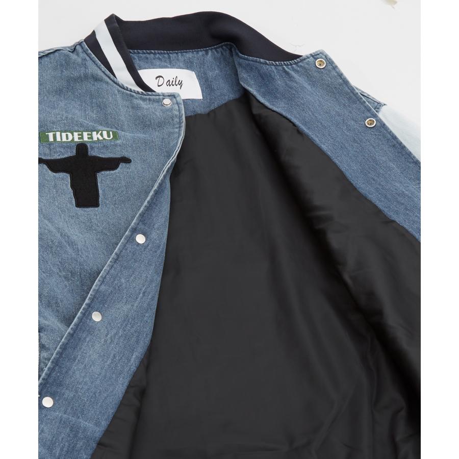 スタジャン メンズ デニムジャケットサガラ 刺しゅうデザイン スタジアムジャンパー ブルゾン ストリート カジュアル アメカジ 古着MIX 韓国 | improves | 20