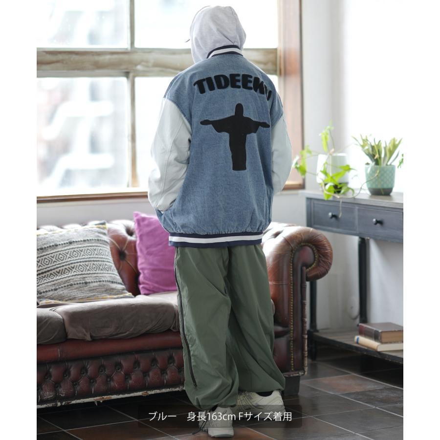 スタジャン メンズ デニムジャケットサガラ 刺しゅうデザイン スタジアムジャンパー ブルゾン ストリート カジュアル アメカジ 古着MIX 韓国 | improves | 07