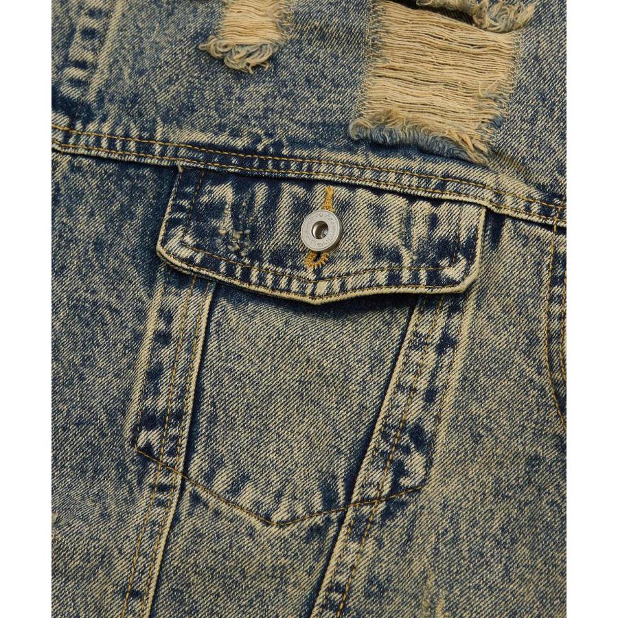 デニムジャケット メンズ ダメージ加工 刺しゅうデザイン Gジャン ジージャン ストリート カジュアル アメカジ 古着MIX 韓国 | improves | 12