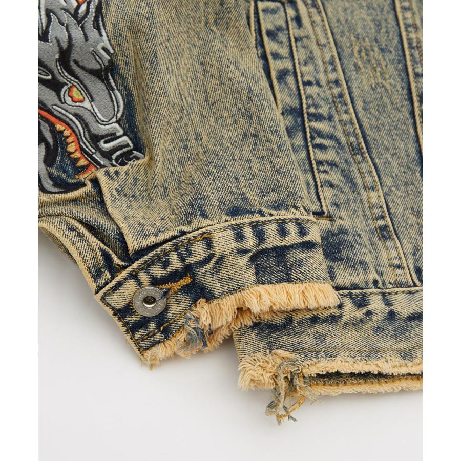 デニムジャケット メンズ ダメージ加工 刺しゅうデザイン Gジャン ジージャン ストリート カジュアル アメカジ 古着MIX 韓国 | improves | 14