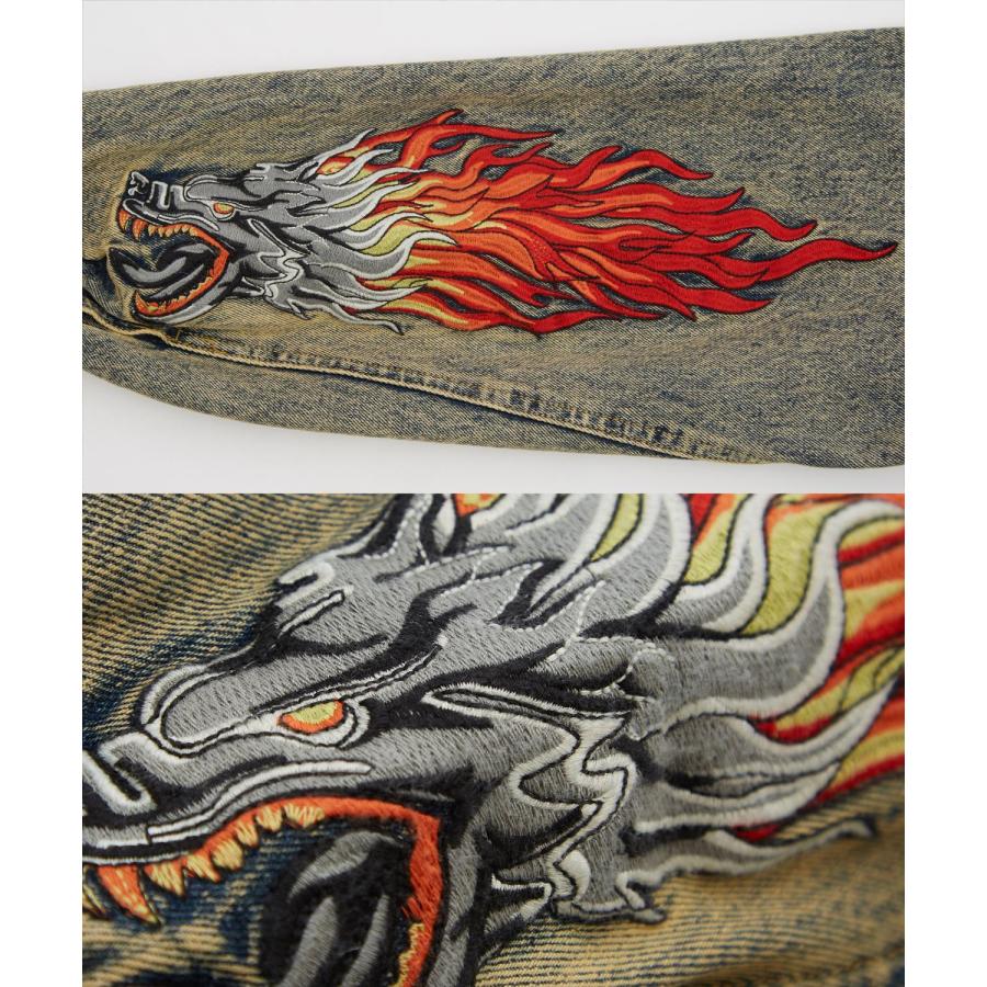 デニムジャケット メンズ ダメージ加工 刺しゅうデザイン Gジャン ジージャン ストリート カジュアル アメカジ 古着MIX 韓国 | improves | 15