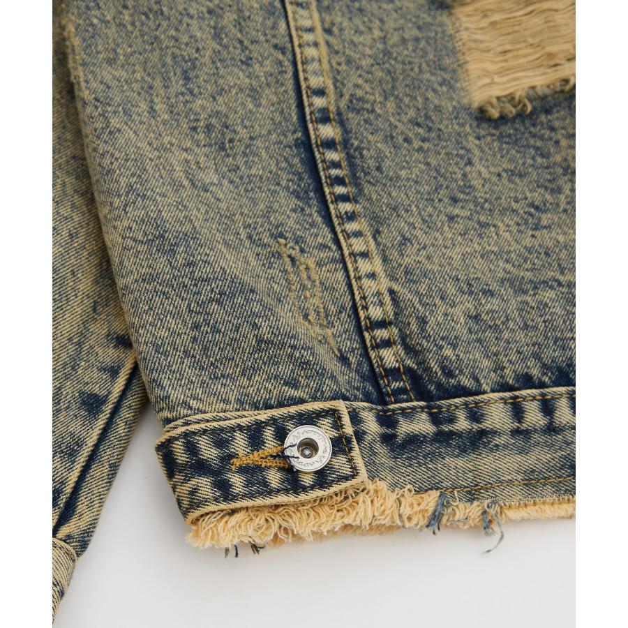 デニムジャケット メンズ ダメージ加工 刺しゅうデザイン Gジャン ジージャン ストリート カジュアル アメカジ 古着MIX 韓国 | improves | 16