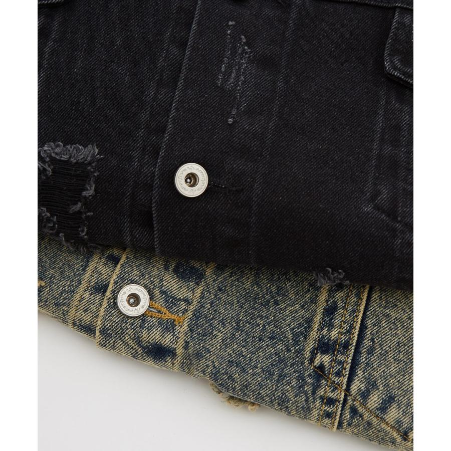 デニムジャケット メンズ ダメージ加工 刺しゅうデザイン Gジャン ジージャン ストリート カジュアル アメカジ 古着MIX 韓国 | improves | 10