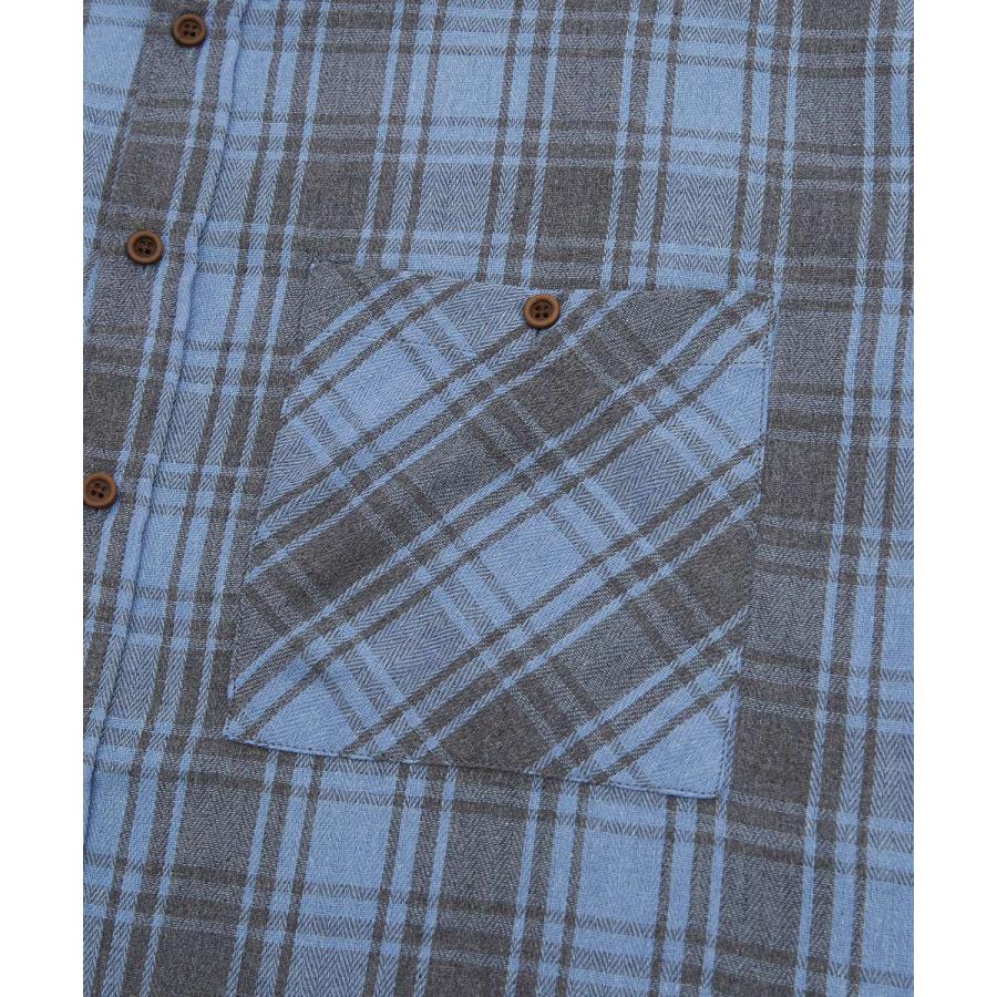 シェックシャツ メンズ 切りっぱなし ショート丈 長袖シャツ ストリート アメカジ 古着MIX 韓国ファッション レッド ブルー | improves | 12