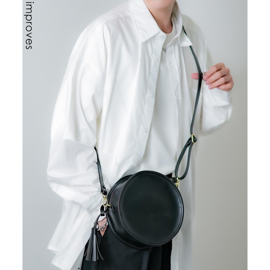 ショルダーバッグ メンズ シンセティックレザー PUレザー 合成皮革 カバン 鞄 通学 通勤 旅行 ストリート カジュアル 古着MIX 韓国ファッション ブラック | improves