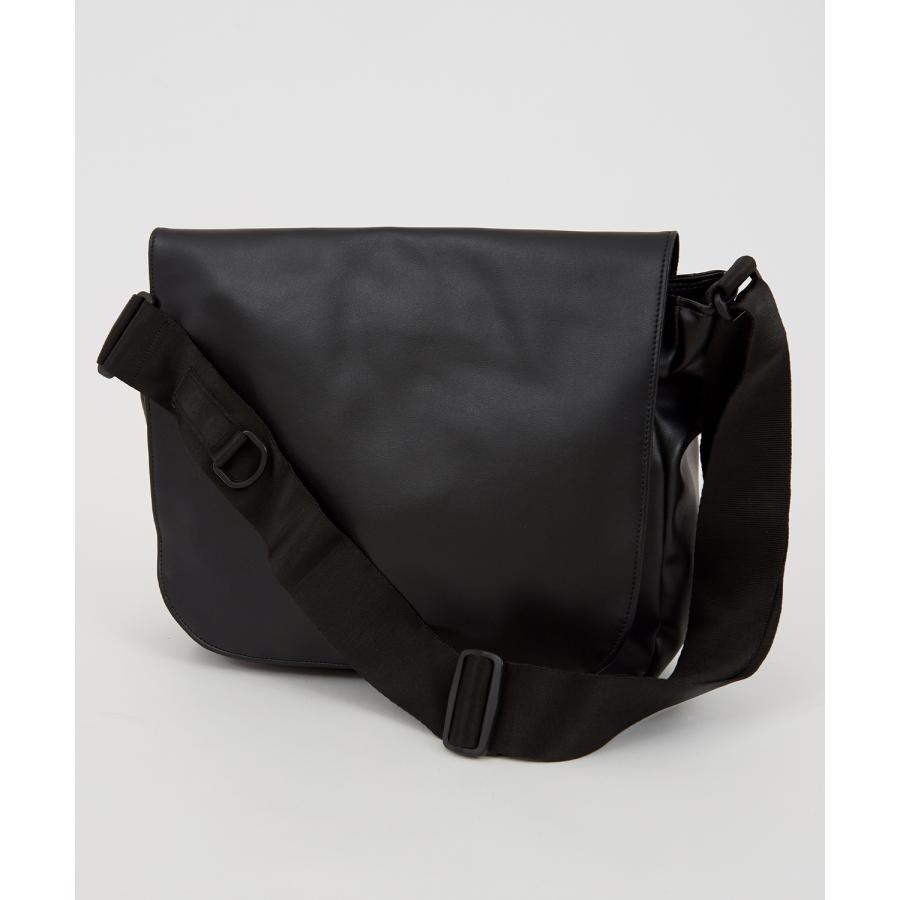 ショルダーバッグ メンズ シンセティックレザー PUレザー 合成皮革 カバン 鞄 通学 通勤 旅行 ストリート カジュアル 古着MIX 韓国ファッション ブラック | improves | 05