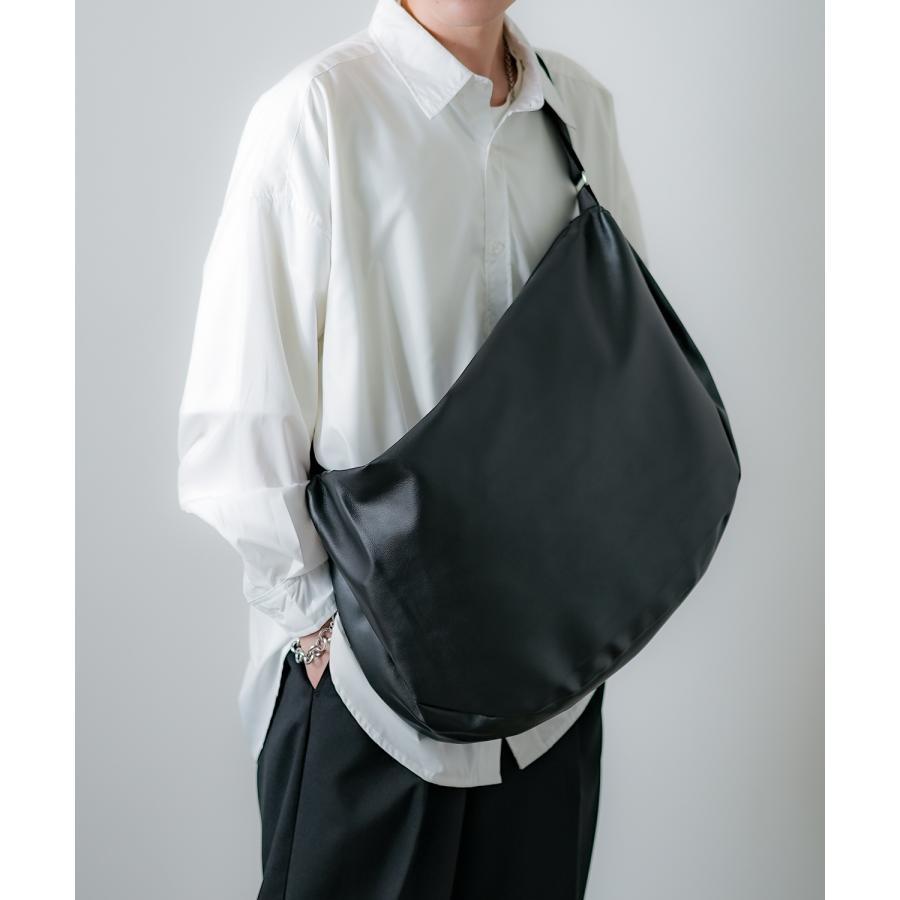 ショルダーバッグ メンズ シンセティックレザー PUレザー 合成皮革 カバン 鞄 通学 通勤 旅行 ストリート カジュアル 古着MIX 韓国ファッション ブラック | improves | 02