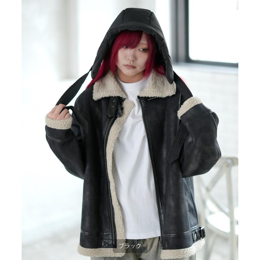 フライトキャップ メンズ ユニセックス 中綿入り 耳当て キャップ ストリート 原宿系 古着MIX 韓国ファッション ブラック ホワイト ベージュ | improves | 04