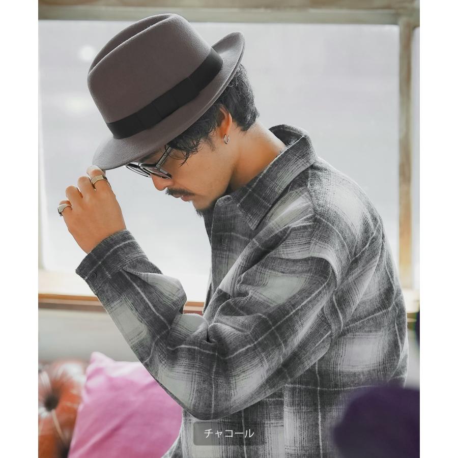 ハット メンズ 中折 無地 帽子 セレクト トラディショナル 大人カジュアル キレイめ シンプル ベーシック アメカジ 古着MIX 韓国ファッション | improves | 06