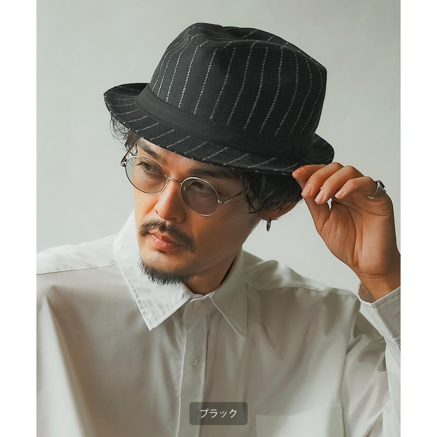 ハット メンズ 中折 ストライプ柄 帽子 セレクト トラディショナル 大人カジュアル キレイめ シンプル ベーシック アメカジ 古着MIX 韓国ファッション | improves | 05