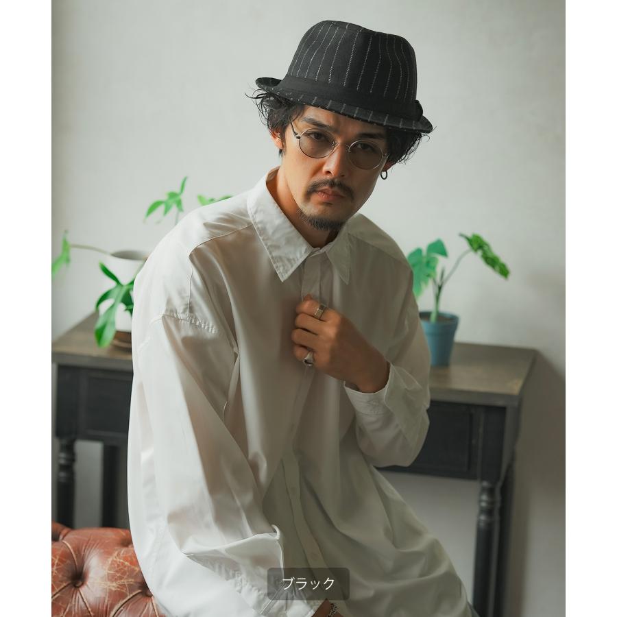 ハット メンズ 中折 ストライプ柄 帽子 セレクト トラディショナル 大人カジュアル キレイめ シンプル ベーシック アメカジ 古着MIX 韓国ファッション | improves | 06