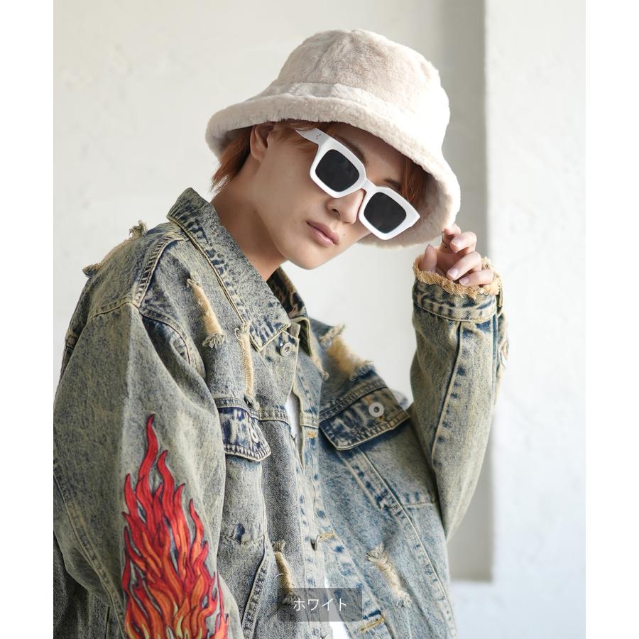 ハット メンズ ファー バケットハット 帽子 ストリート カジュアル アメカジ 古着MIX 韓国ファッション ベージュ ホワイト ブラック | improves | 08