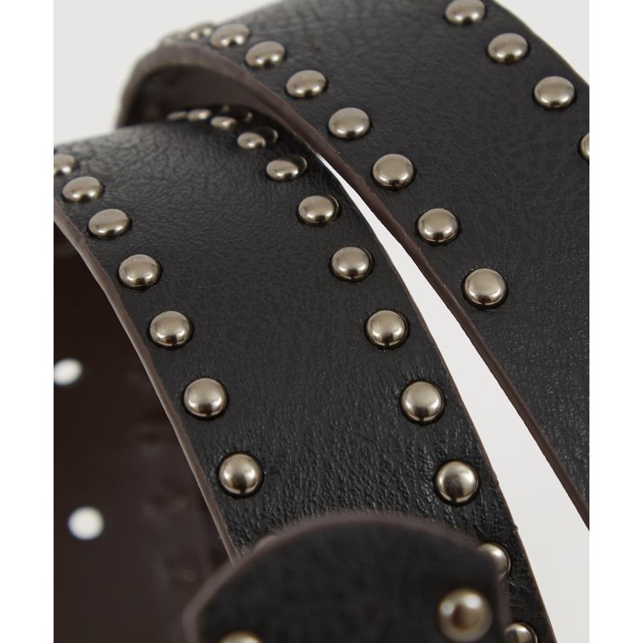 ベルト メンズ PUレザー シンセティックレザー 合成皮革 スタッズ ベルト アメカジ カジュアル 古着MIX スケーター ストリート 韓国ファッション ブラック | improves | 05