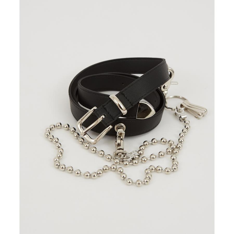 ベルト メンズ PUレザー シンセティックレザー 合成皮革 ウォレットチェーン付き ベルト アメカジ カジュアル 古着MIX スケーター ストリート 韓国 | improves | 02