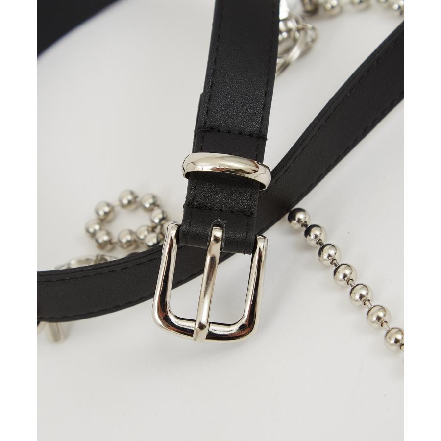 ベルト メンズ PUレザー シンセティックレザー 合成皮革 ウォレットチェーン付き ベルト アメカジ カジュアル 古着MIX スケーター ストリート 韓国 | improves | 03