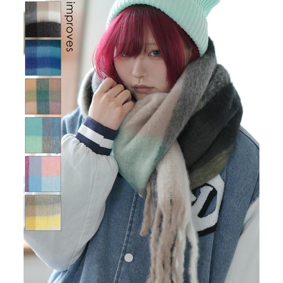 マフラー メンズ ユニセックス チェック柄 ロングマフラー 大人カジュアル キレイめ シンプル ベーシック アメカジ 韓国ファッション | improves