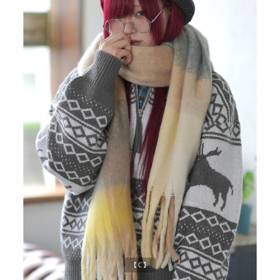 マフラー メンズ ユニセックス チェック柄 ロングマフラー 大人カジュアル キレイめ シンプル ベーシック アメカジ 韓国ファッション | improves | 08