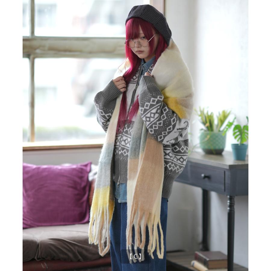 マフラー メンズ ユニセックス チェック柄 ロングマフラー 大人カジュアル キレイめ シンプル ベーシック アメカジ 韓国ファッション | improves | 09