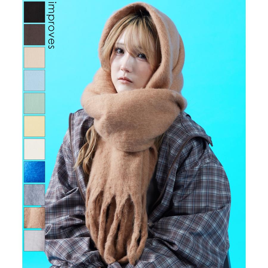 マフラー メンズ ユニセックス 起毛ニット ロングマフラー 大人カジュアル キレイめ シンプル ベーシック アメカジ 韓国ファッション | improves