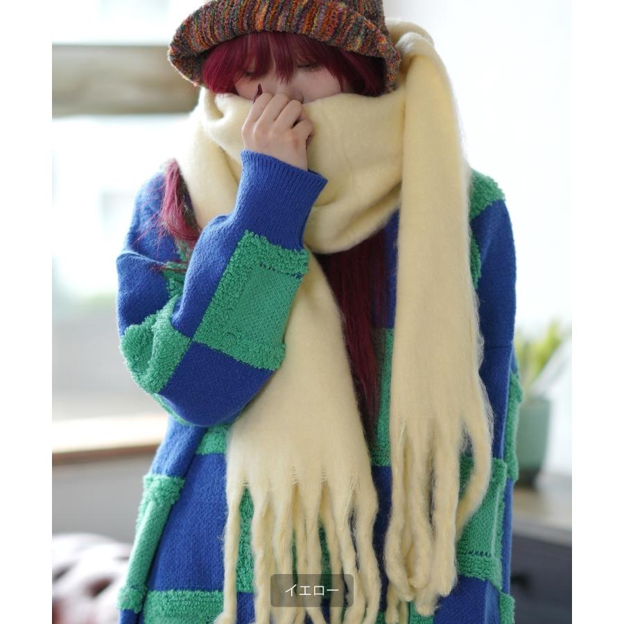 マフラー メンズ ユニセックス 起毛ニット ロングマフラー 大人カジュアル キレイめ シンプル ベーシック アメカジ 韓国ファッション | improves | 16