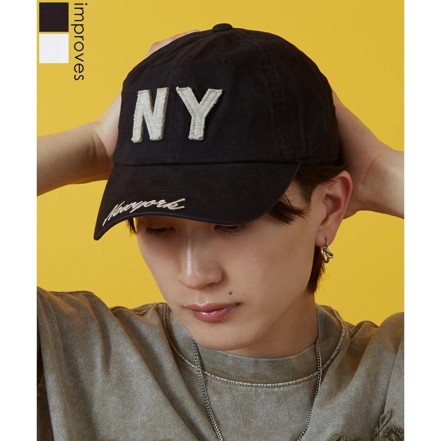 キャップ メンズ 帽子 刺しゅう ベースボール New York ロゴ  ローキャップ スケーター ストリート アメカジ カジュアル 韓国ストリート Y2K | improves