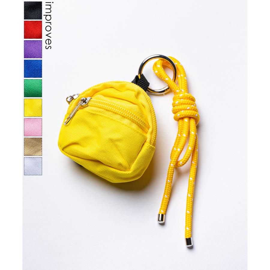 ミニポーチ キーホルダー リュック型 メンズ レディース コインケース イヤホンケース カラビナ付き ロープ バックチャーム ストリート 韓国 | improves