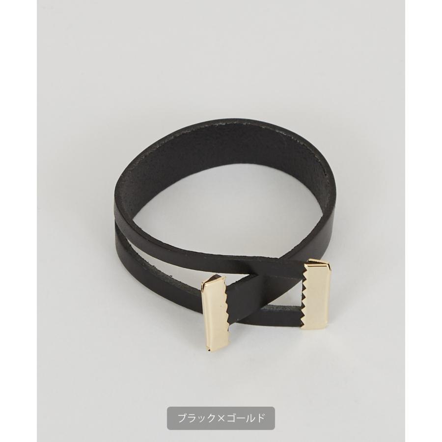 ブレスレット フェイクレザー メンズ レディース 2重巻き バックル バングル 合皮 腕輪 アクセサリー モード ストリート 韓国ファッション 黒 | improves | 06