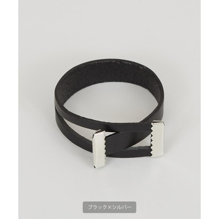 ブレスレット フェイクレザー メンズ レディース 2重巻き バックル バングル 合皮 腕輪 アクセサリー モード ストリート 韓国ファッション 黒 | improves | 07