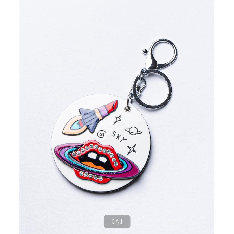 ミラーキーホルダー 鏡 コンパクト スライド アクリル キーリング チャーム 唇 ポップコーン 香水 宇宙 Y2K ストリート ポップ 雑貨 ギフト | improves | 15