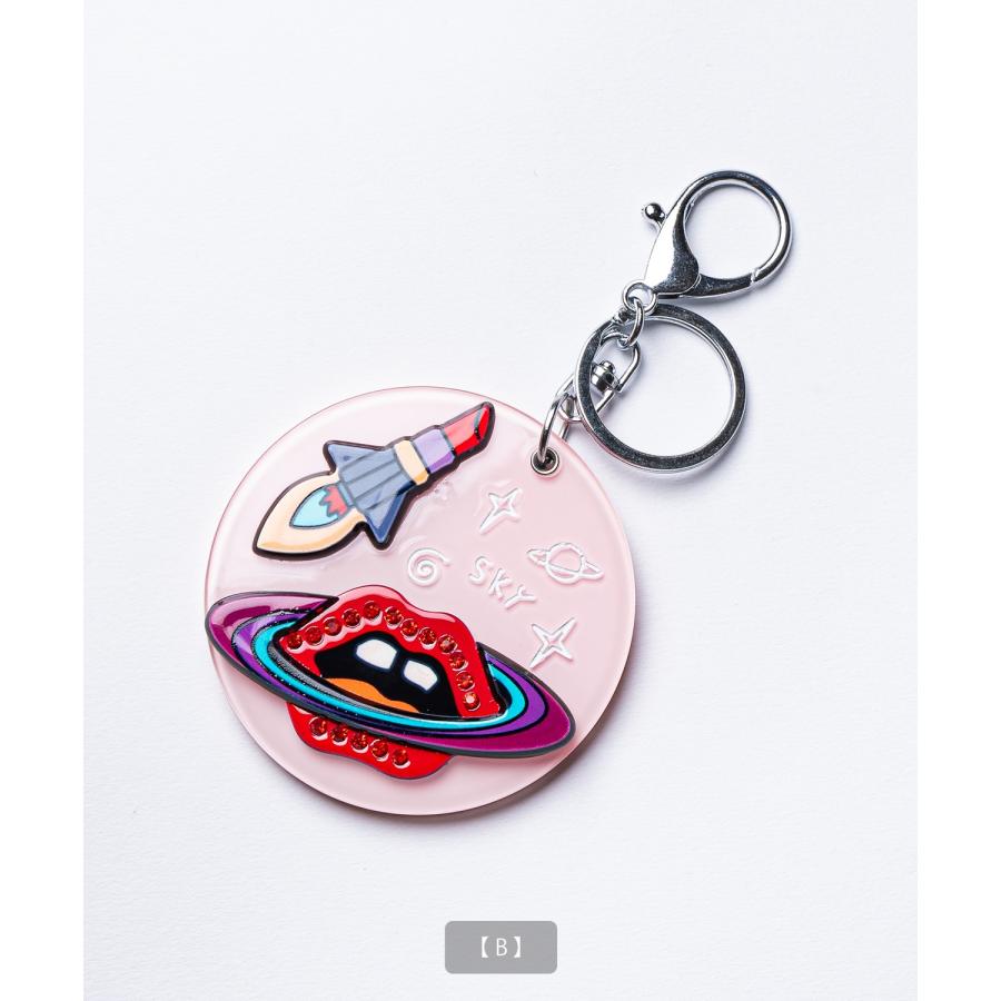 ミラーキーホルダー 鏡 コンパクト スライド アクリル キーリング チャーム 唇 ポップコーン 香水 宇宙 Y2K ストリート ポップ 雑貨 ギフト | improves | 16