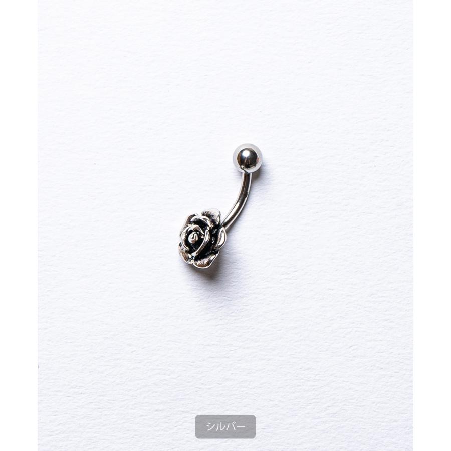 サージカルステンレス へそピアス ボディピアス 薔薇 ローズ シルバー バラ 花 カーブバーベル 軟骨ピアス ボディーピアス アクセサリー | improves | 02