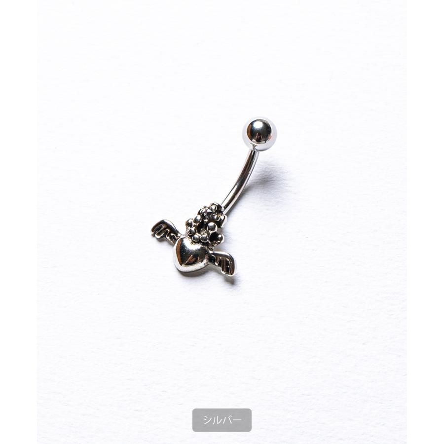 へそピアス ボディピアス サージカルステンレス ハート 翼 天使 地雷系 サブカル 軟骨ピアス シルバー | improves | 02