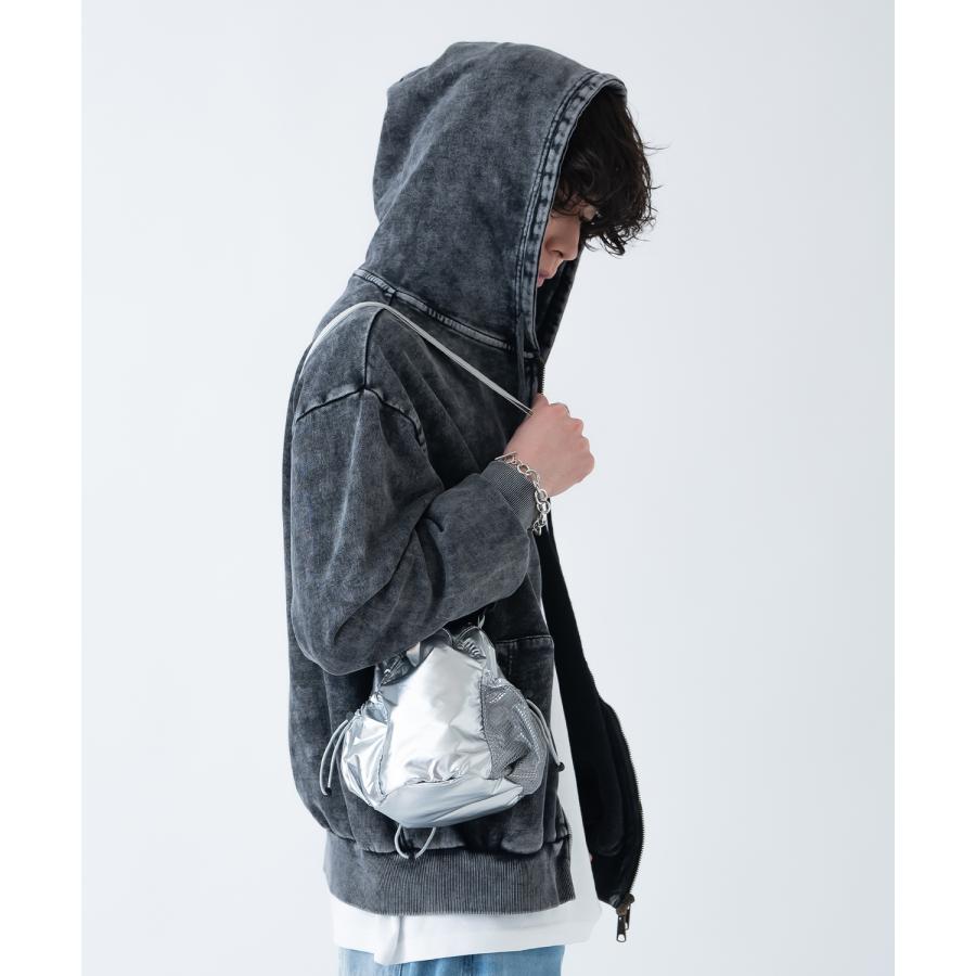 ショルダーバッグ メンズ メタリック カバン 鞄 タウンユース フェス ライブ イベント  カジュアル モード 古着MIX 韓国ファッション Y2K  ブラック シルバー | improves | 02