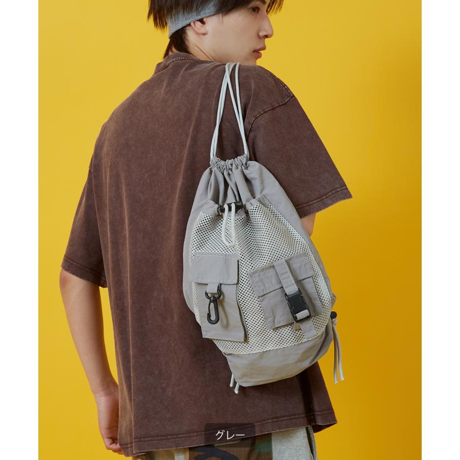 リュック メンズ 軽量 ミニ バッグ ナップサック 鞄 通勤 旅行 ユーティリティ メッシュ ポケット きれいめ カジュアル 古着MIX 韓国 Y2K | improves | 05