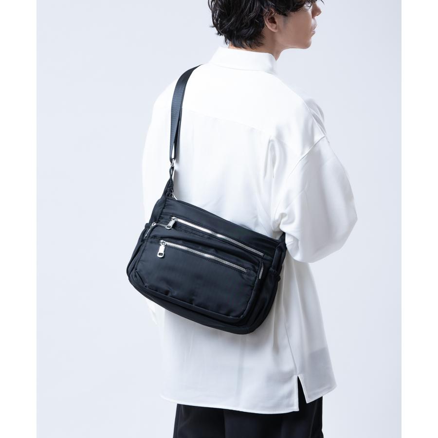 ショルダーバッグ メンズ 斜めがけ かばん ナイロンバッグ 肩掛け 通勤 通学 おしゃれ シンプル 軽い 2way ポーチ コンパクト 黒 ブラック きれいめ ミニバッグ | improves | 02